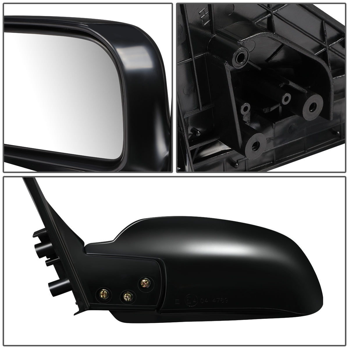 RETROVISOR MIRROR - OEM - 97-02 MITSUBISHI LANCER, MIRAGE - MANUAL - FOLDING - BLACK MATERIAL - LEFT