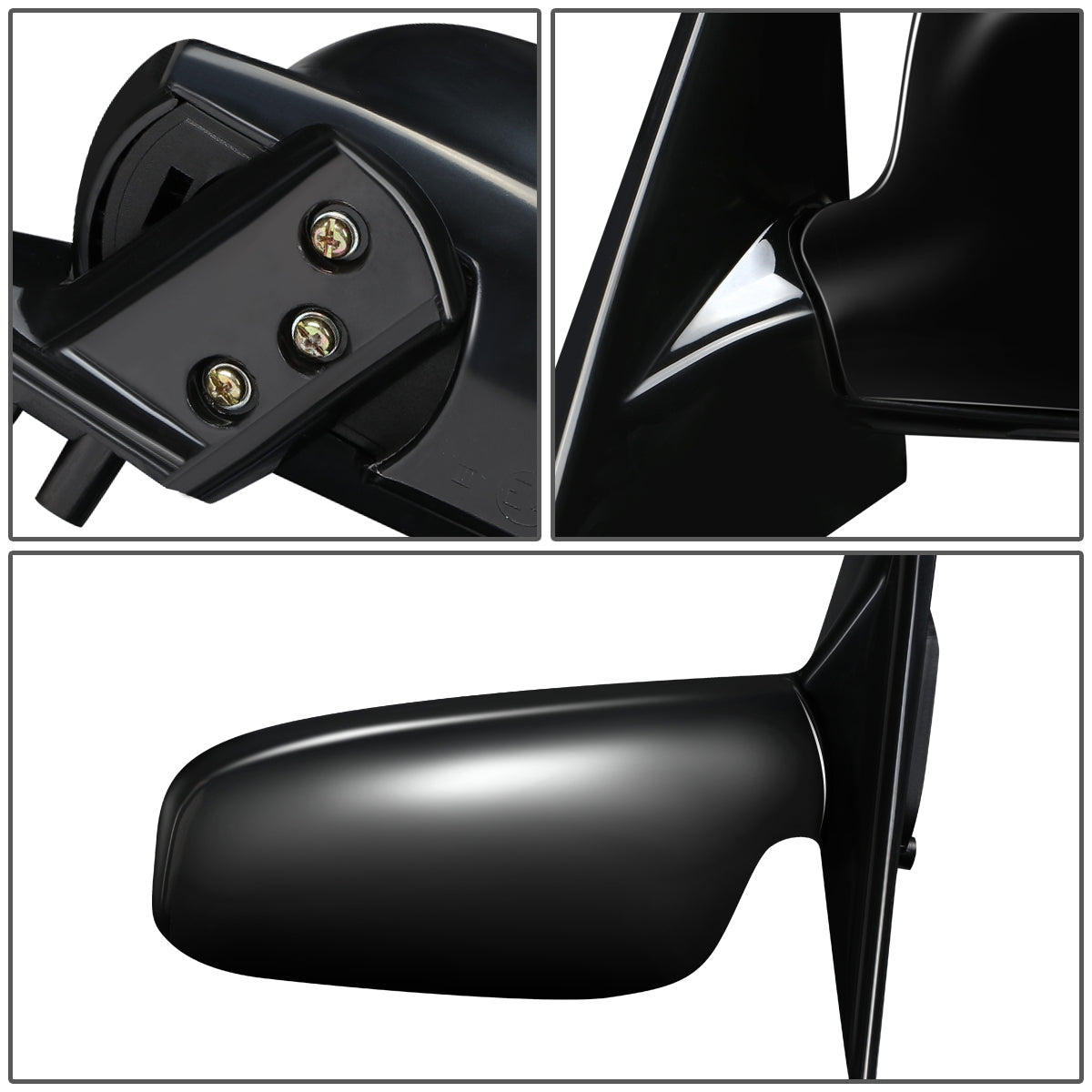 RETROVISOR MIRROR - OEM - 97-02 MITSUBISHI LANCER, MIRAGE - MANUAL - FOLDING - BLACK MATERIAL - LEFT