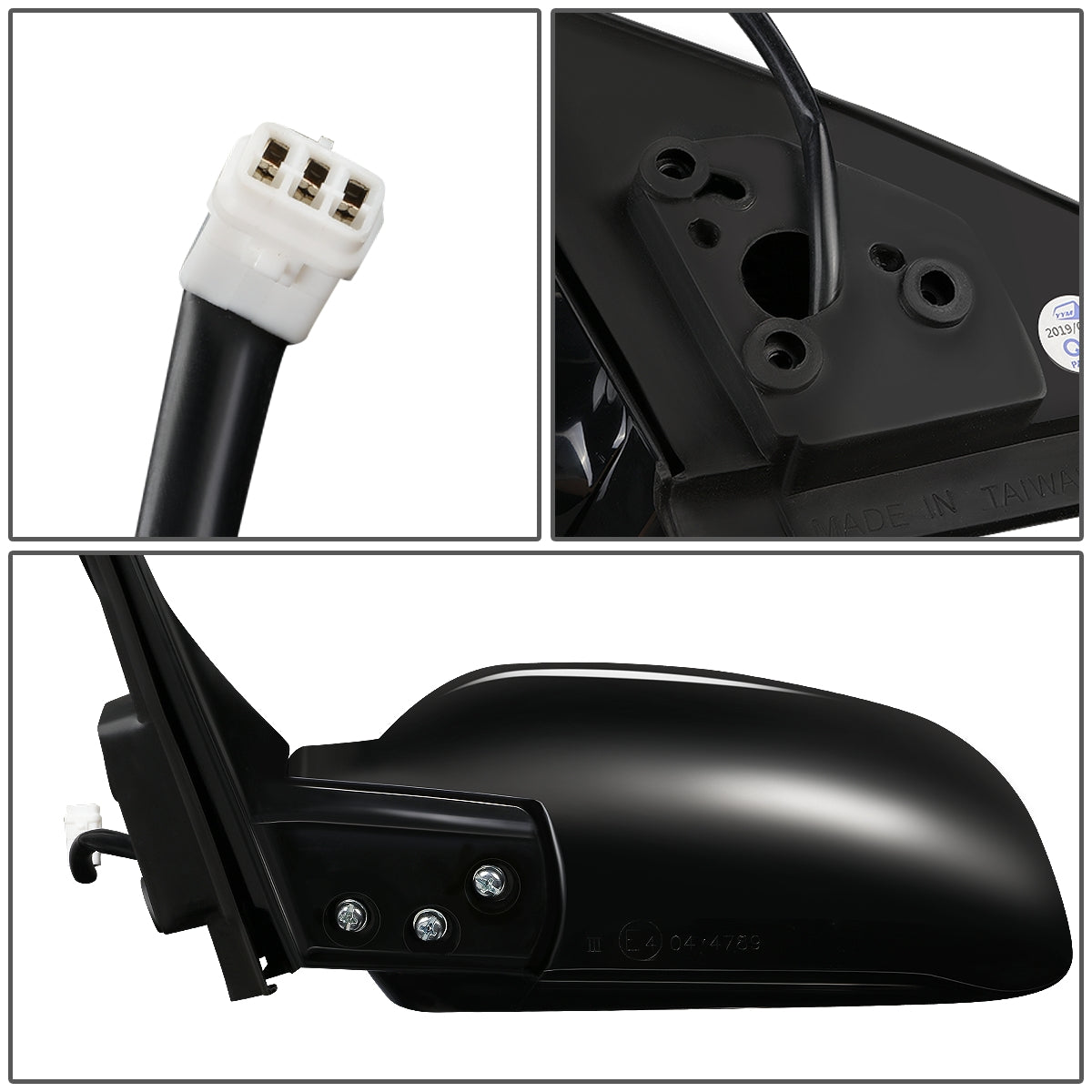 RETROVISOR MIRROR - OEM - 97-02 MITSUBISHI LANCER, MIRAGE - POWERED - FOLDING - BLACK MATERIAL - LEFT