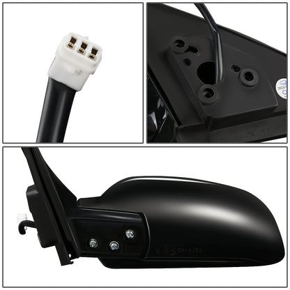 RETROVISOR MIRROR - OEM - 97-02 MITSUBISHI LANCER, MIRAGE - POWERED - FOLDING - BLACK MATERIAL - LEFT