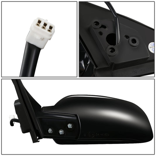 RETROVISOR MIRROR - OEM - 97-02 MITSUBISHI LANCER, MIRAGE - POWERED - FOLDING - BLACK MATERIAL - LEFT