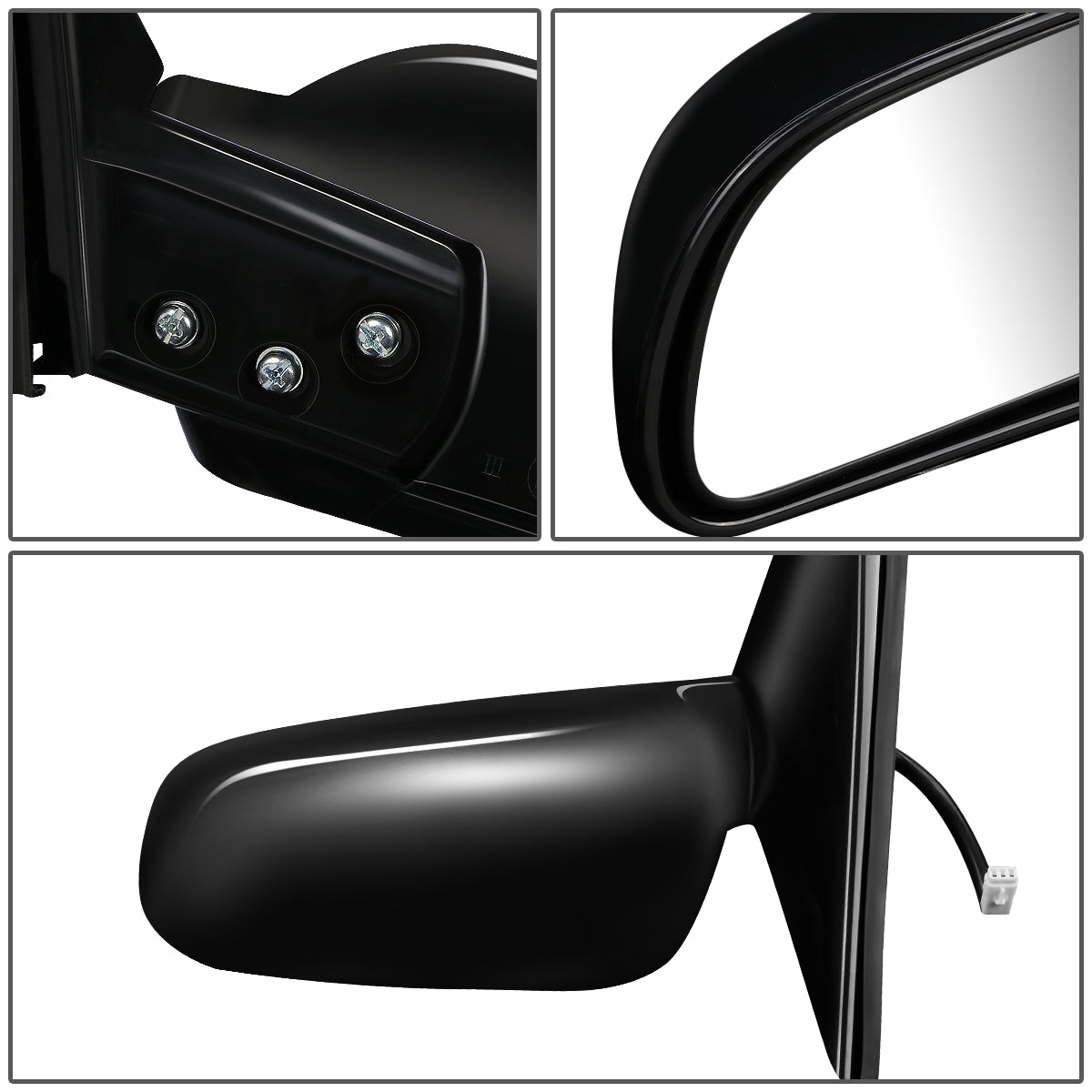 RETROVISOR MIRROR - OEM - 97-02 MITSUBISHI LANCER, MIRAGE - POWERED - FOLDING - BLACK MATERIAL - LEFT