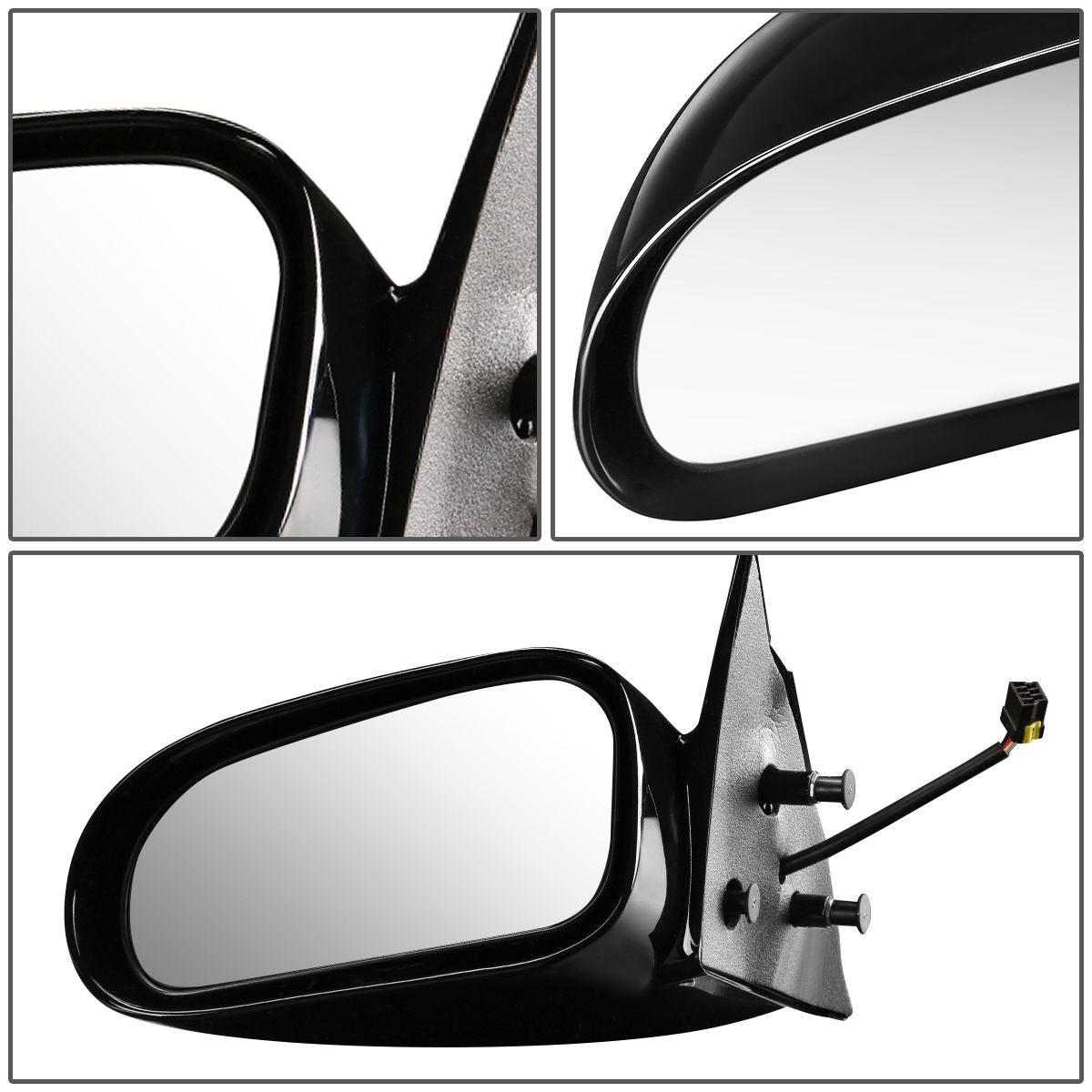 RETROVISOR MIRROR - OEM - 95-98 EAGLE TALON / 95-99 MITSUBISHI ECLIPSE - POWERED - GLOSSY - BLACK - LEFT