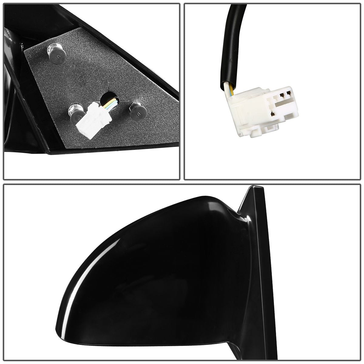 RETROVISOR MIRROR - OEM - 00-05 MITSUBISHI ECLIPSE / 01-05 CHRYSLER SEBRING / 01-05 DODGE STRATUS - POWERED - PAINTABLE - BLACK - LEFT