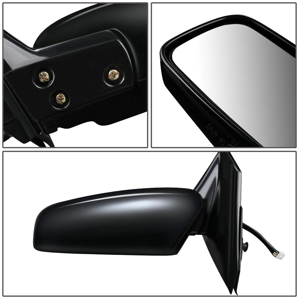 RETROVISOR MIRROR - OEM - 02-07 MITSUBISHI LANCER - POWERED - FOLDING - BLACK MATERIAL - LEFT