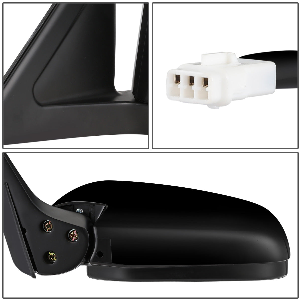 RETROVISOR MIRROR - OEM - 00-04 MITSUBISHI MONTERO SPORT, CHALLENGER - POWERED - FOLDING - BLACK MATERIAL - LEFT