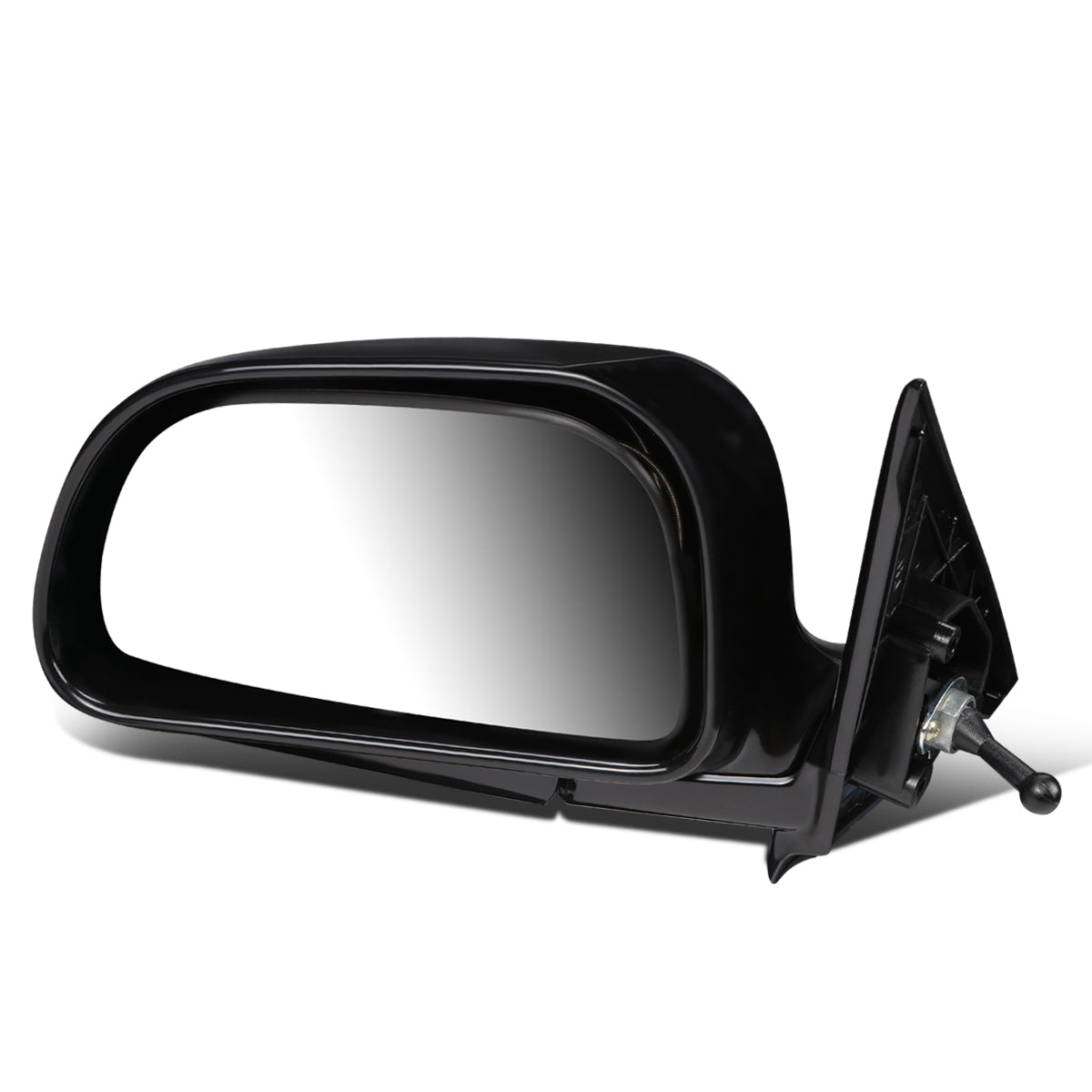 RETROVISOR MIRROR - OEM - 97-02 MITSUBISHI LANCER, MIRAGE - MANUAL - W/ CABLE - FOLDING - BLACK MATERIAL - LEFT