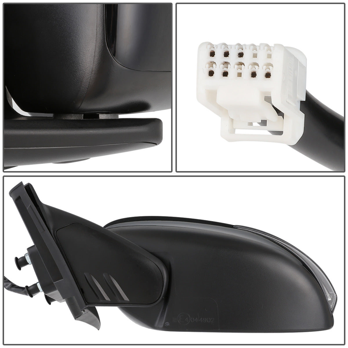 RETROVISOR MIRROR - OEM - 08-17 MITSUBISHI LANCER - POWERED - HEATED - W/ SIGNAL LIGHT - FOLDING - BLACK MATERIAL - LEFT