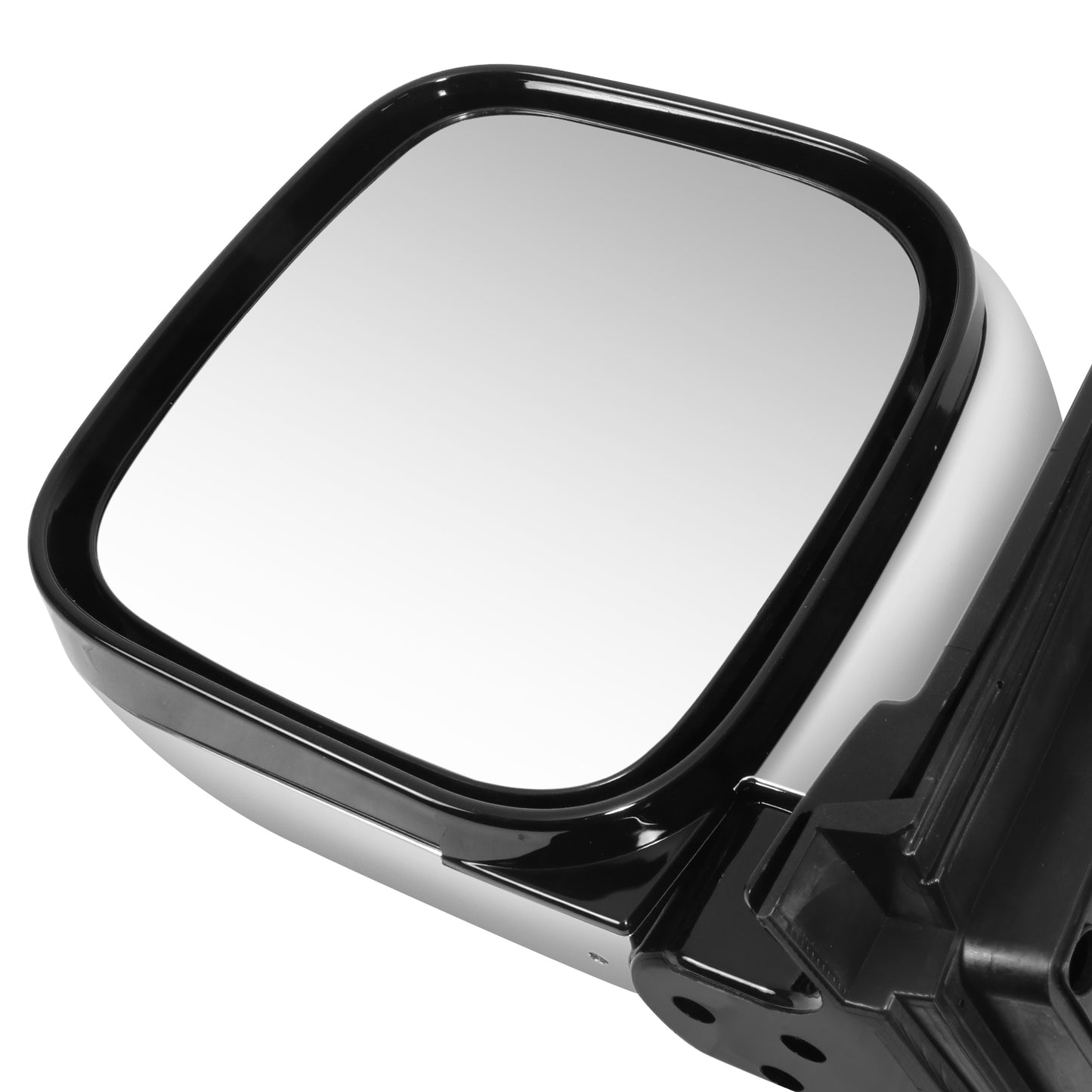 RETROVISOR MIRROR - OE STYLE - MITSUBISHI MONTERO 01-06 - WITH POWER WITH HEATED GLASS CHROME COVER - DRIVER SIDE - SMOOTH - BLACK / CHROME