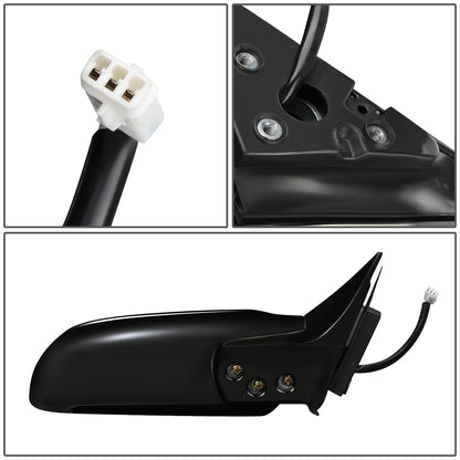 RETROVISOR MIRROR - OEM - 93-96 MITSUBISHI LANCER, MIRAGE - POWERED - FOLDING - BLACK MATERIAL - RIGHT