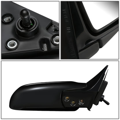 RETROVISOR MIRROR - OEM - 93-96 MITSUBISHI LANCER, MIRAGE - MANUAL - W/ CABLE - FOLDING - BLACK MATERIAL - RIGHT