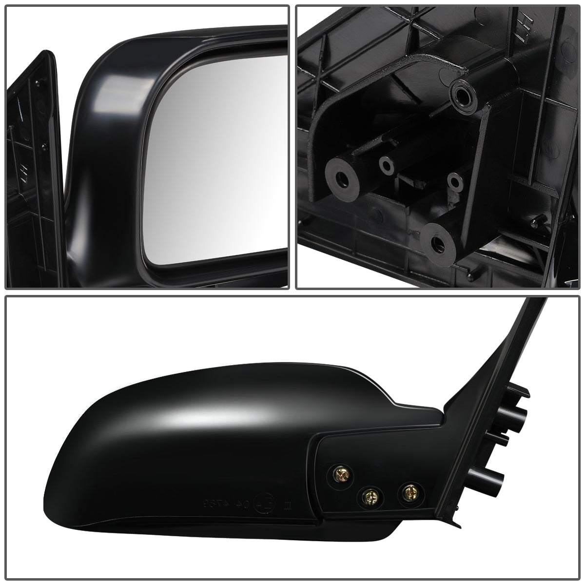 RETROVISOR MIRROR - OEM - 97-02 MITSUBISHI LANCER, MIRAGE - MANUAL - FOLDING - BLACK MATERIAL - RIGHT