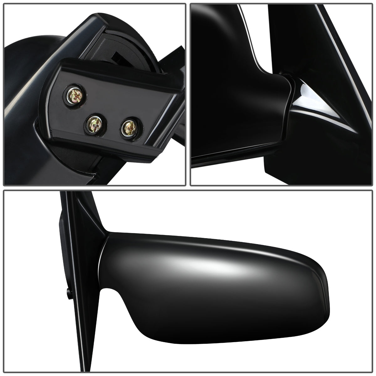 RETROVISOR MIRROR - OEM - 97-02 MITSUBISHI LANCER, MIRAGE - MANUAL - FOLDING - BLACK MATERIAL - RIGHT