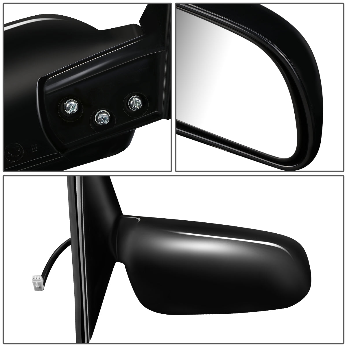 RETROVISOR MIRROR - OEM - 97-02 MITSUBISHI LANCER, MIRAGE - POWERED - FOLDING - BLACK MATERIAL - RIGHT