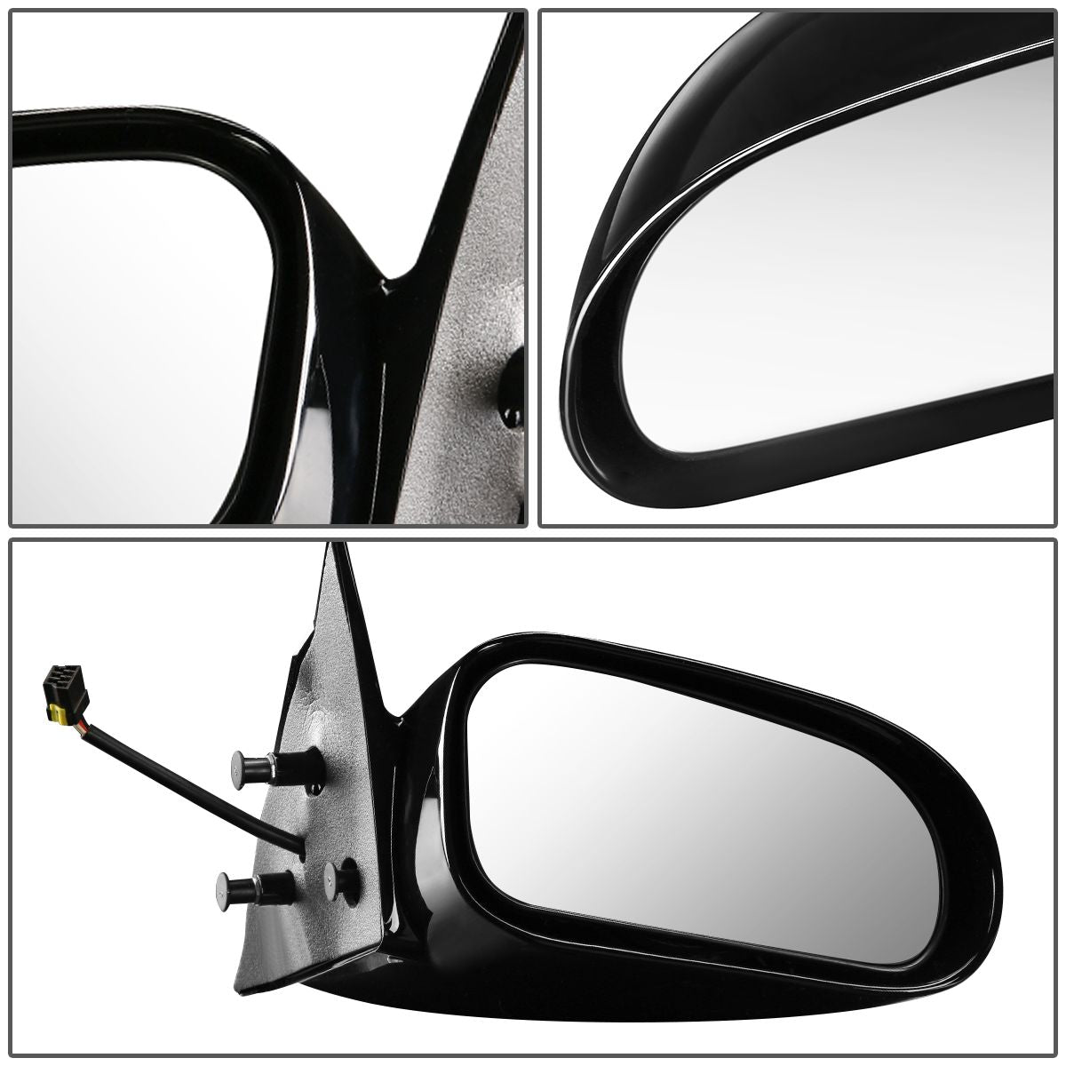 RETROVISOR MIRROR - OEM - 95-98 EAGLE TALON / 95-99 MITSUBISHI ECLIPSE - POWERED - GLOSSY - BLACK - RIGHT