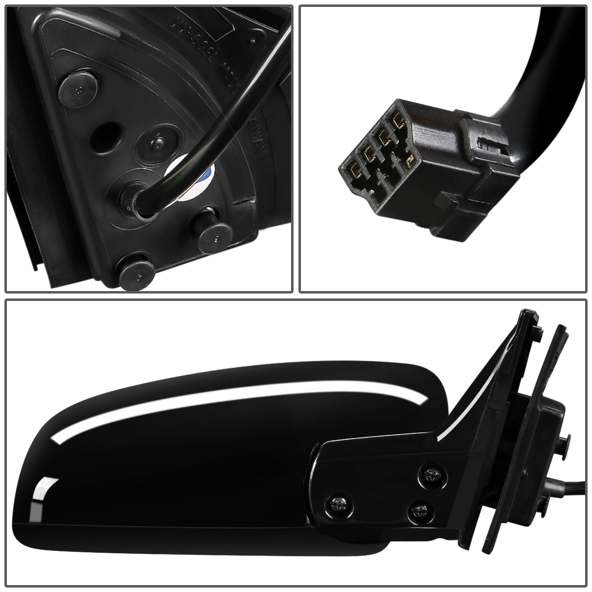 RETROVISOR MIRROR - OEM - 02-07 MITSUBISHI LANCER - POWERED - HEATED - PAINTABLE - BLACK - RIGHT