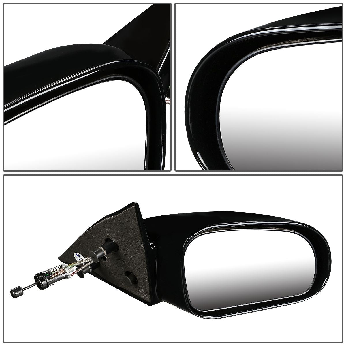 RETROVISOR MIRROR - OEM - 95-98 EAGLE TALON / 95-99 MITSUBISHI ECLIPSE - MANUAL - GLOSSY - BLACK - RIGHT