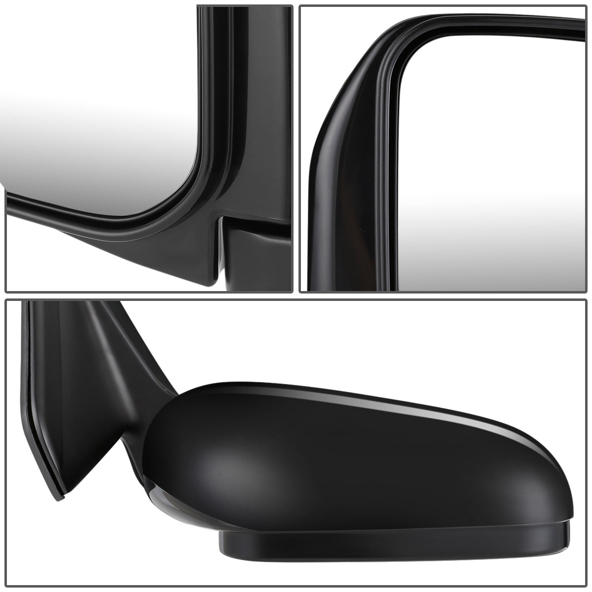 RETROVISOR MIRROR - OEM - 00-04 MITSUBISHI MONTERO SPORT, CHALLENGER - POWERED - FOLDING - BLACK MATERIAL - RIGHT