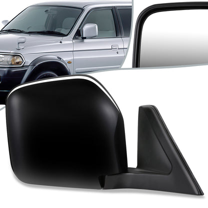 RETROVISOR MIRROR - OEM - 00-04 MITSUBISHI MONTERO SPORT, CHALLENGER - POWERED - FOLDING - BLACK MATERIAL - RIGHT