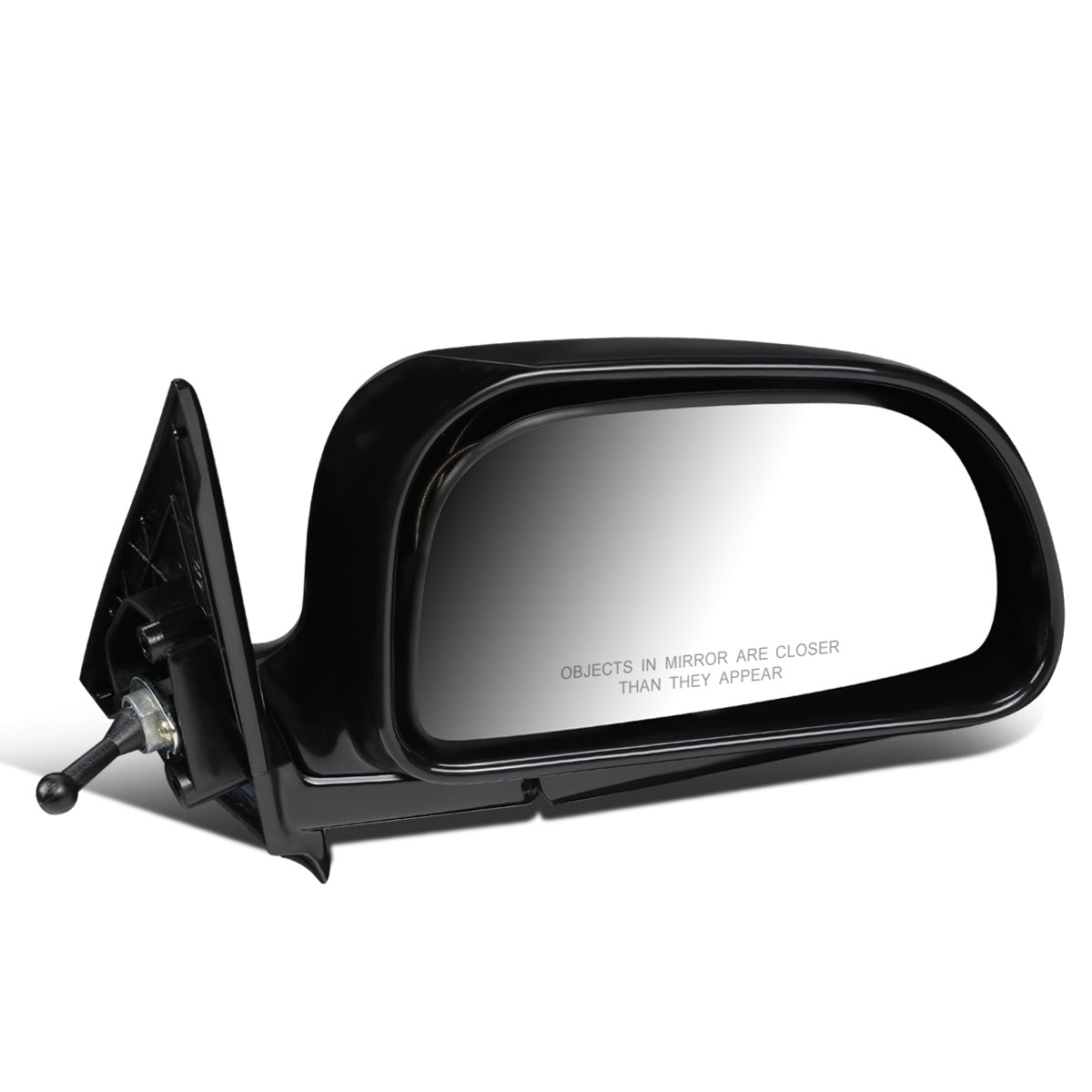 RETROVISOR MIRROR - OEM - 97-02 MITSUBISHI LANCER, MIRAGE - MANUAL - W/ CABLE - FOLDING - BLACK MATERIAL - RIGHT