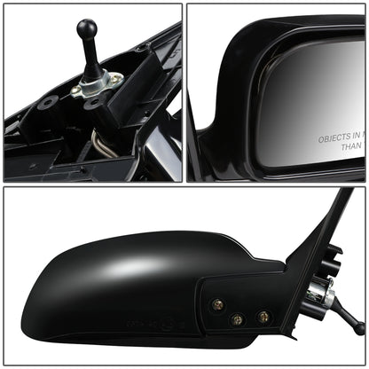 RETROVISOR MIRROR - OEM - 97-02 MITSUBISHI LANCER, MIRAGE - MANUAL - W/ CABLE - FOLDING - BLACK MATERIAL - RIGHT