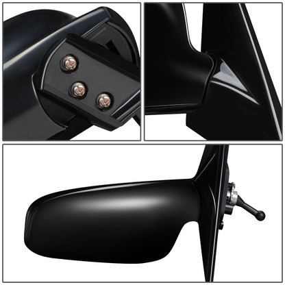 RETROVISOR MIRROR - OEM - 97-02 MITSUBISHI LANCER, MIRAGE - MANUAL - W/ CABLE - FOLDING - BLACK MATERIAL - RIGHT