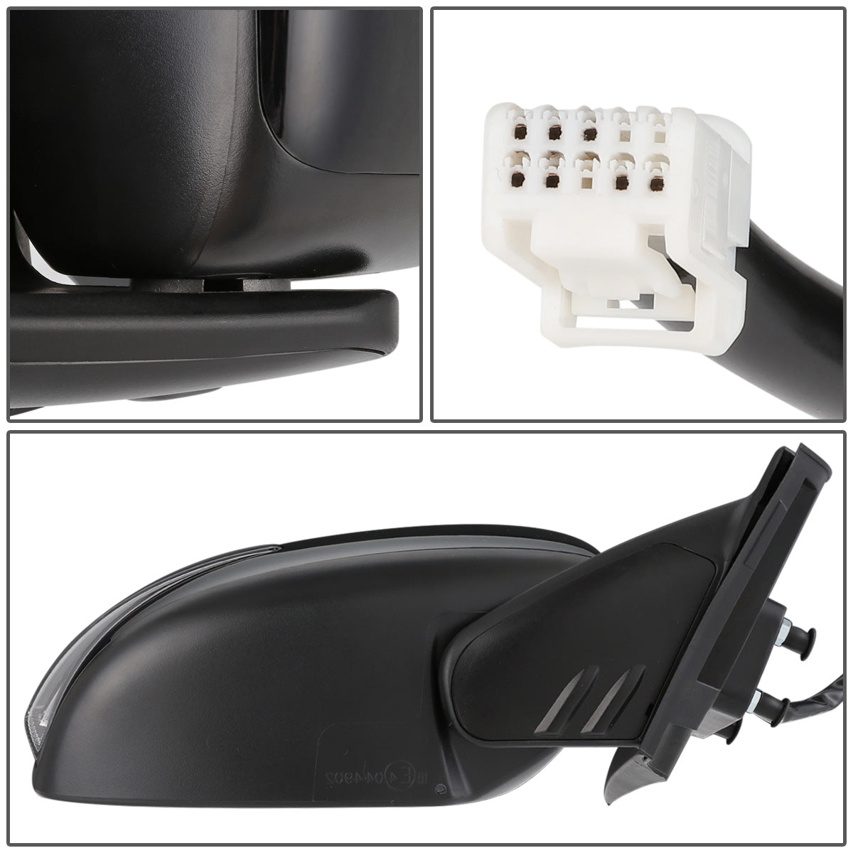 RETROVISOR MIRROR - OEM - 08-17 MITSUBISHI LANCER - POWERED - HEATED - W/ SIGNAL LIGHT - FOLDING - BLACK MATERIAL - RIGHT