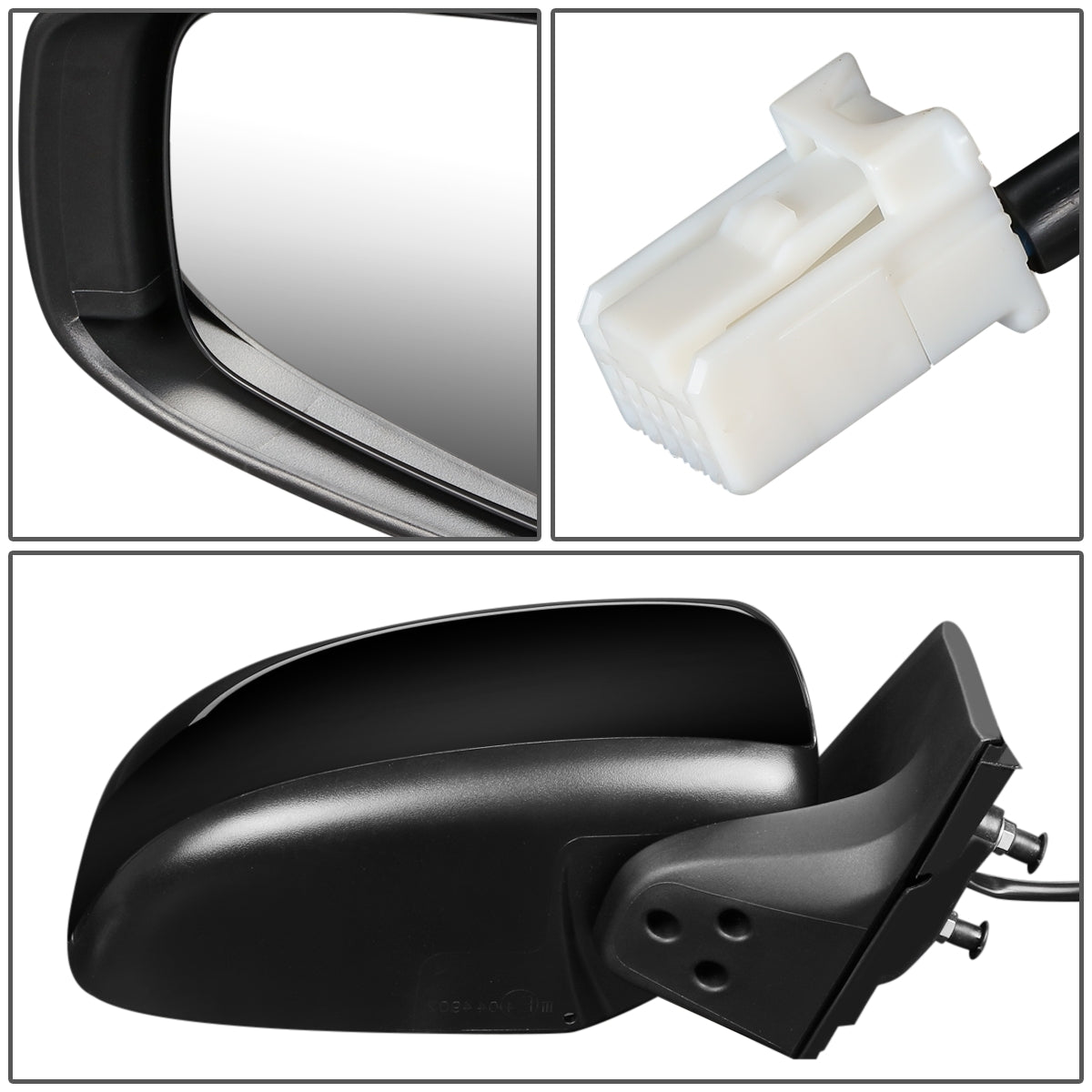 RETROVISOR MIRROR - OEM - 14-15 MITSUBISHI MIRAGE, COLT - POWERED - FOLDING - BLACK MATERIAL - RIGHT