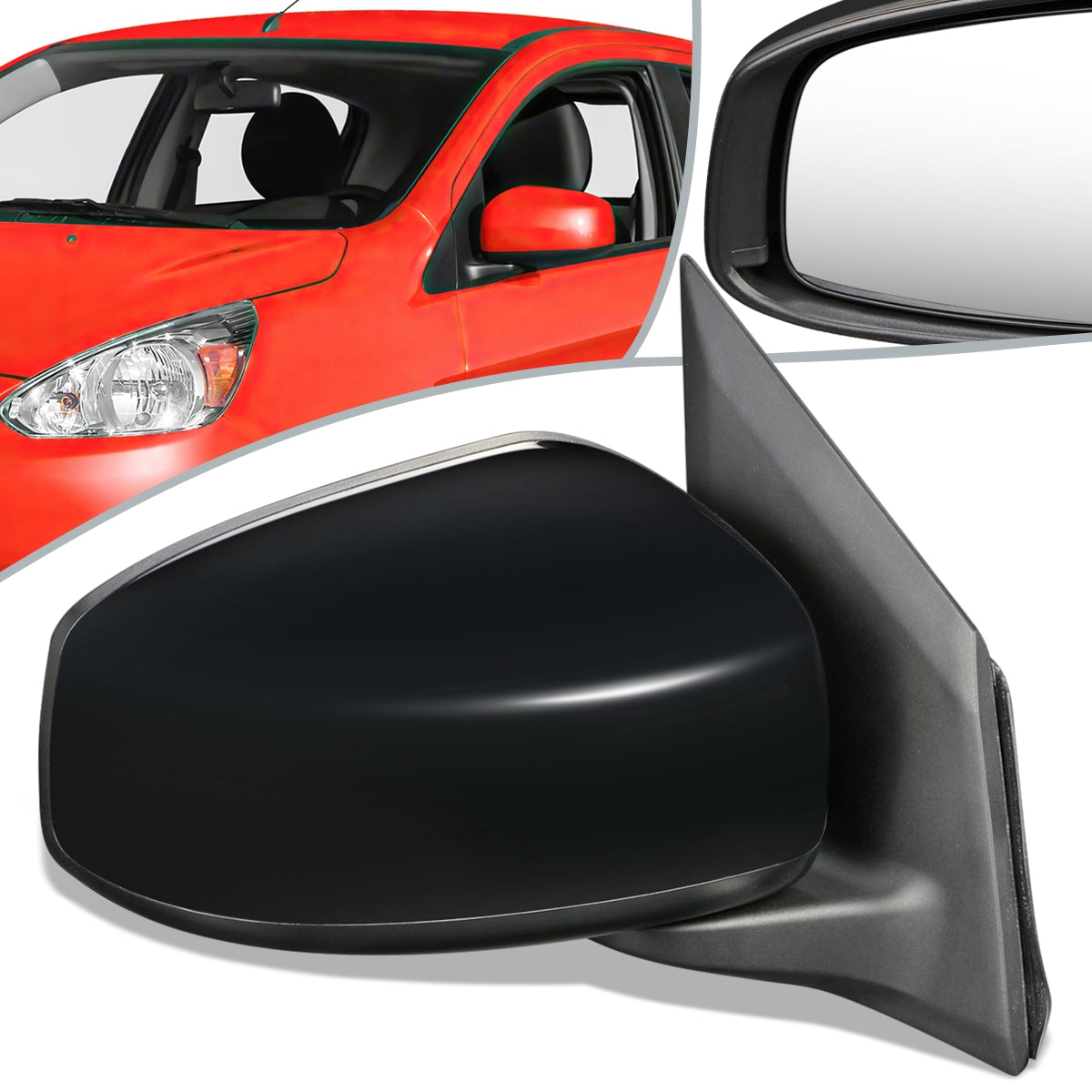 RETROVISOR MIRROR - OEM - 14-15 MITSUBISHI MIRAGE, COLT - POWERED - FOLDING - BLACK MATERIAL - RIGHT