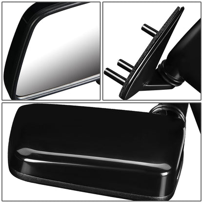 RETROVISOR MIRROR - OEM - 86-94 NISSAN D21 PICKUP / 95-97 NISSAN PICKUP / 87-95 NISSAN PATHFINDER - MANUAL - PAINTABLE - BLACK - LEFT