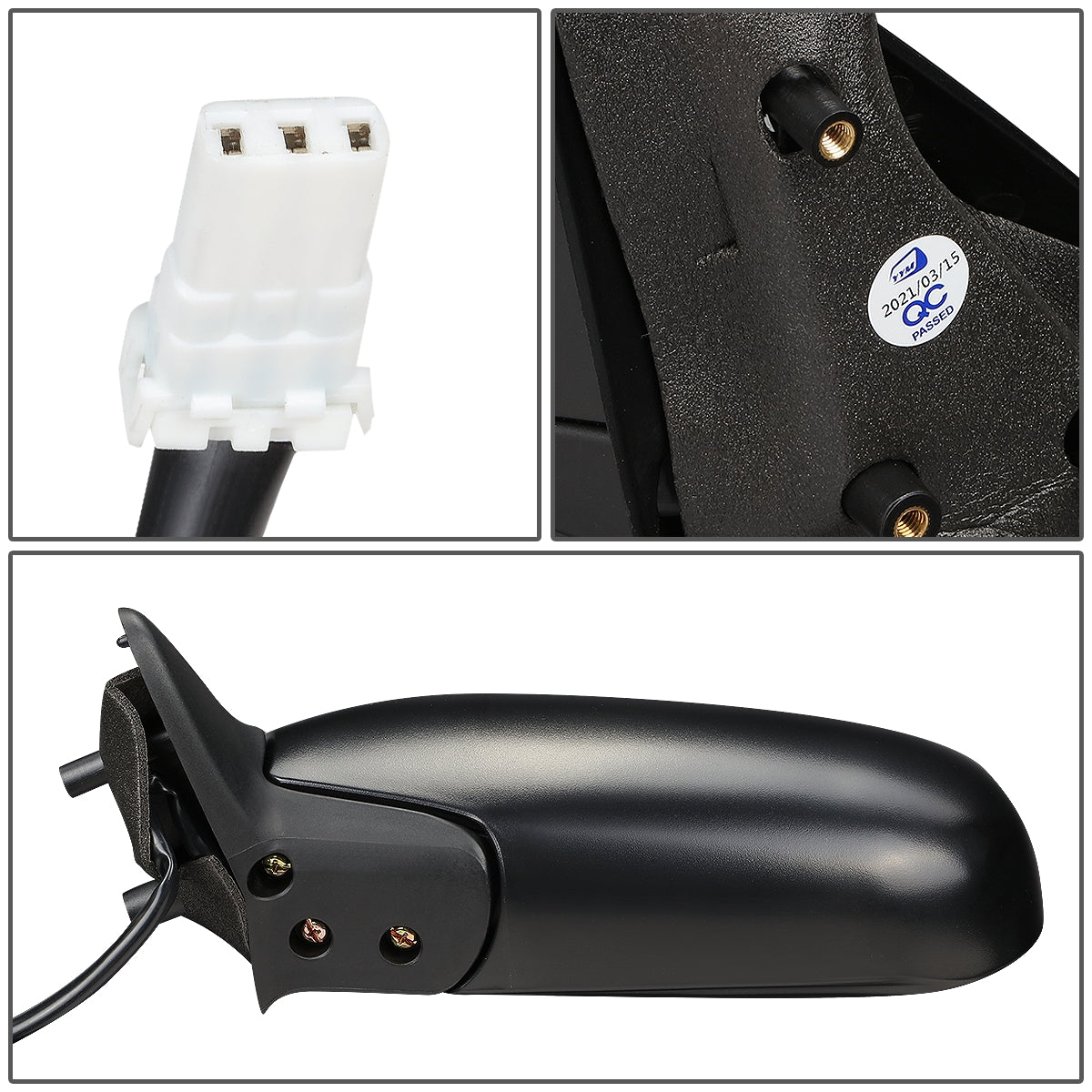 RETROVISOR MIRROR - OEM - 93-97 NISSAN BLUEBIRD U13, ALTIMA - POWERED - FOLDING - BLACK MATERIAL - LEFT