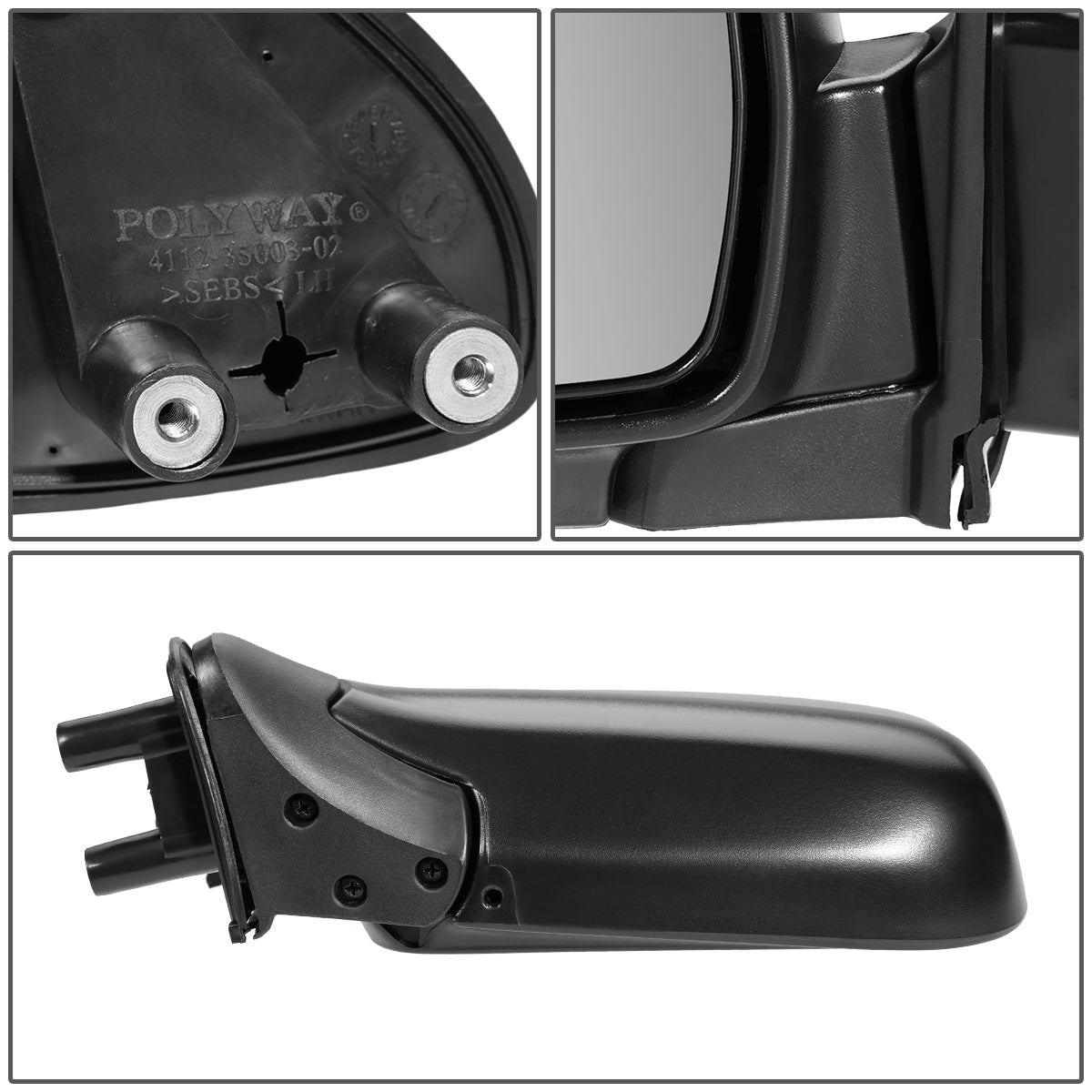 RETROVISOR MIRROR - OEM - 98-00 NISSAN FRONTIER - MANUAL - FOLDING - TEXTURED - BLACK - LEFT