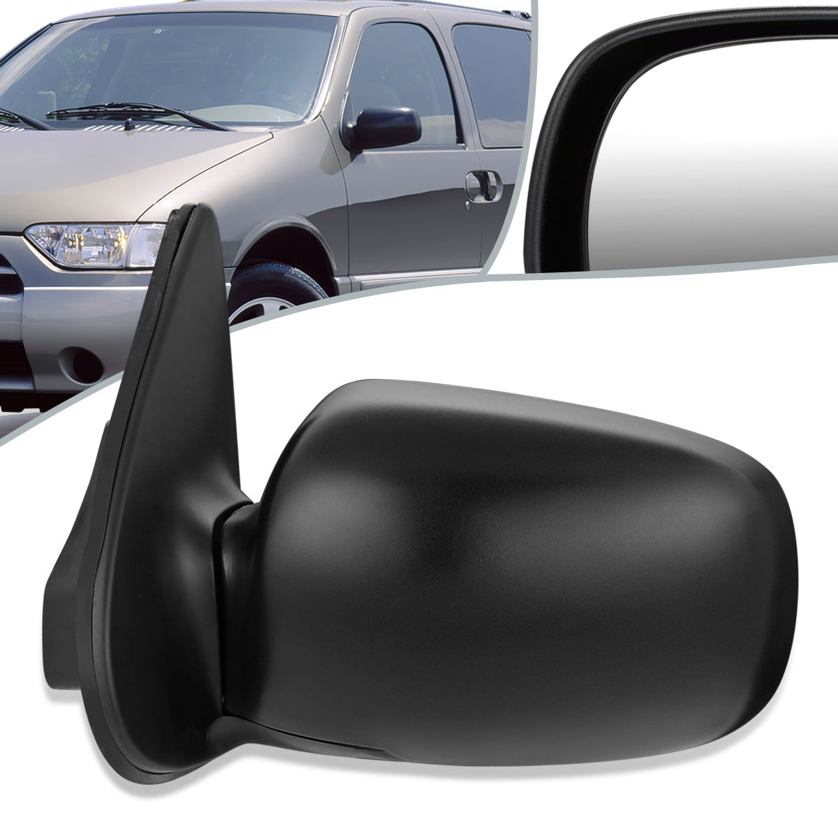 RETROVISOR MIRROR - OEM - 99-02 NISSAN QUEST - POWERED - FOLDING - BLACK MATERIAL - LEFT
