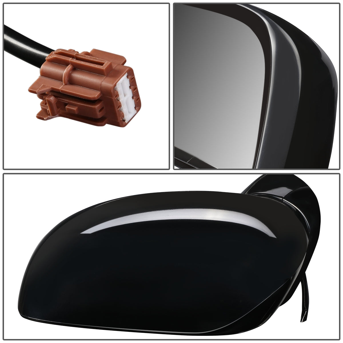 RETROVISOR MIRROR - OEM - 07-12 NISSAN VERSA - POWERED - PAINTABLE - BLACK - LEFT