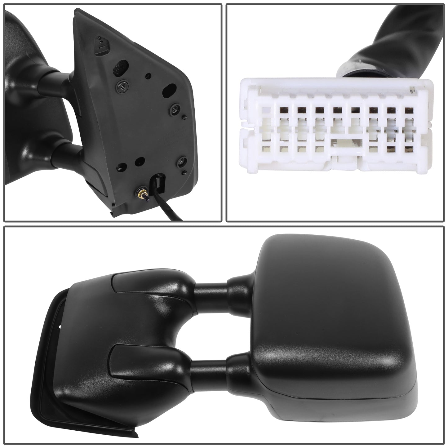 RETROVISOR MIRROR - OE STYLE - NISSAN TITAN 2008-2015 - WITH POWER WITH HEATED GLASS WITH MEMORY DUAL ARM - DRIVER LEFT SIDE - BLACK