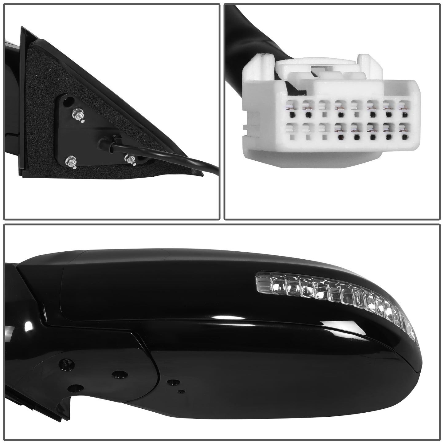 RETROVISOR MIRROR - OE STYLE - NISSAN MAXIMA 09-15 - WITH POWER WITH HEATED GLASS WITH SIGNAL WITH MEMORY - DRIVER SIDE - PAINT TO MATCH - BLACK