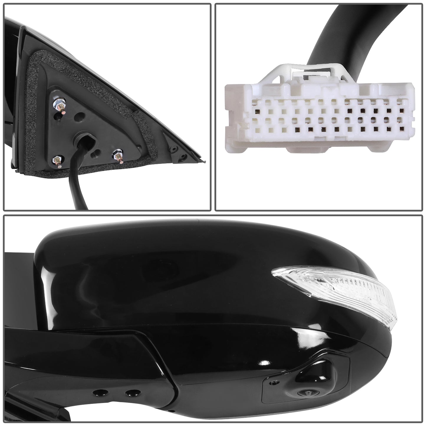 RETROVISOR MIRROR - OE STYLE - NISSAN MAXIMA 16-19 - WITH POWER WITH HEATED GLASS WITH SIGNAL WITH MEMORY WITH CAMERA - DRIVER SIDE - PAINT TO MATCH - BLACK