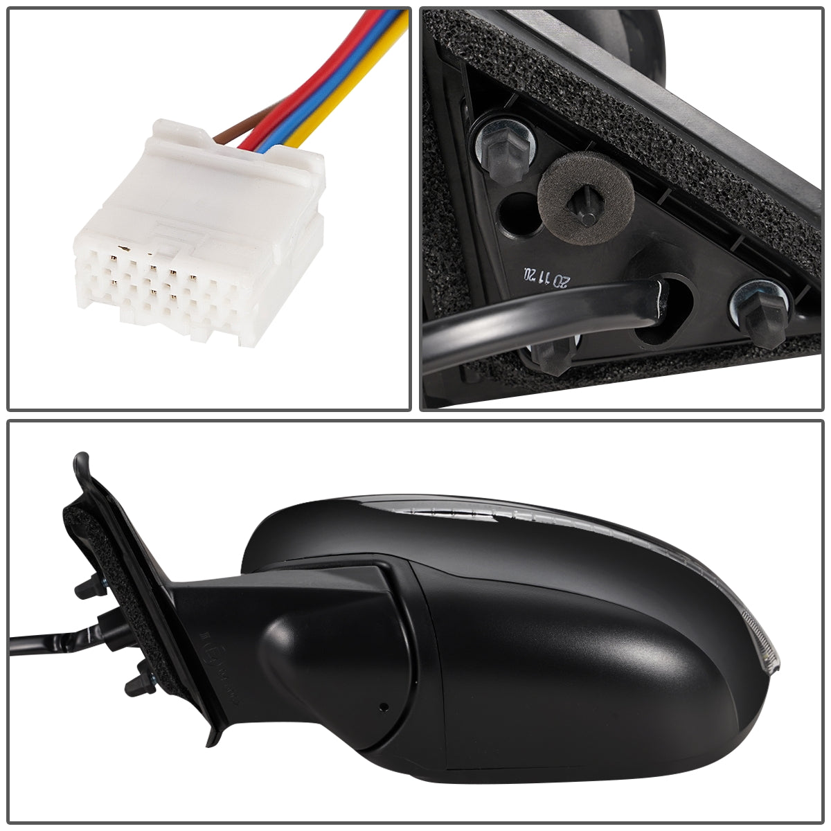 RETROVISOR MIRROR - OEM - 14-16 NISSAN ROGUE - POWERED - HEATED - W/ SIGNAL LIGHT - FOLDING - BLACK MATERIAL - LEFT