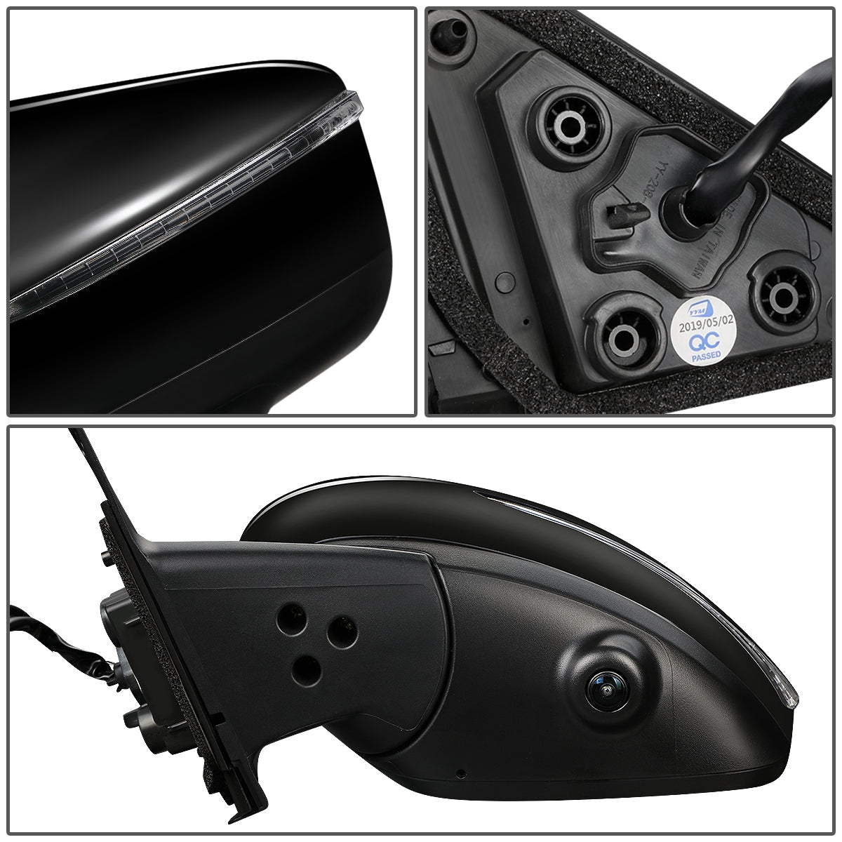 RETROVISOR MIRROR - OEM - 18-20 NISSAN KICKS - POWERED - HEATED - W/ SIGNAL LIGHT - W/ CAMERA - FOLDING - BLACK MATERIAL - LEFT