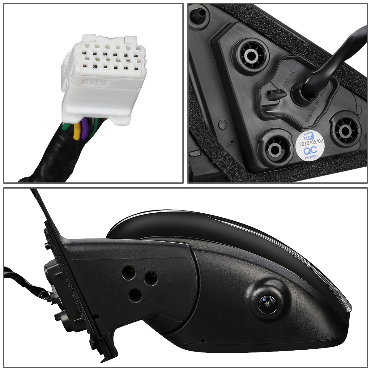 RETROVISOR MIRROR - OEM - 18-20 NISSAN KICKS - POWERED - HEATED - W/ SIGNAL LIGHT - W/ CAMERA - W/ BSD - FOLDING - BLACK MATERIAL - LEFT