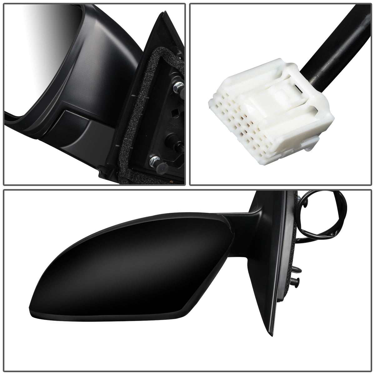 RETROVISOR MIRROR - OEM - 17-19 NISSAN ROGUE SPORT - FOLDING - BLACK MATERIAL - LEFT