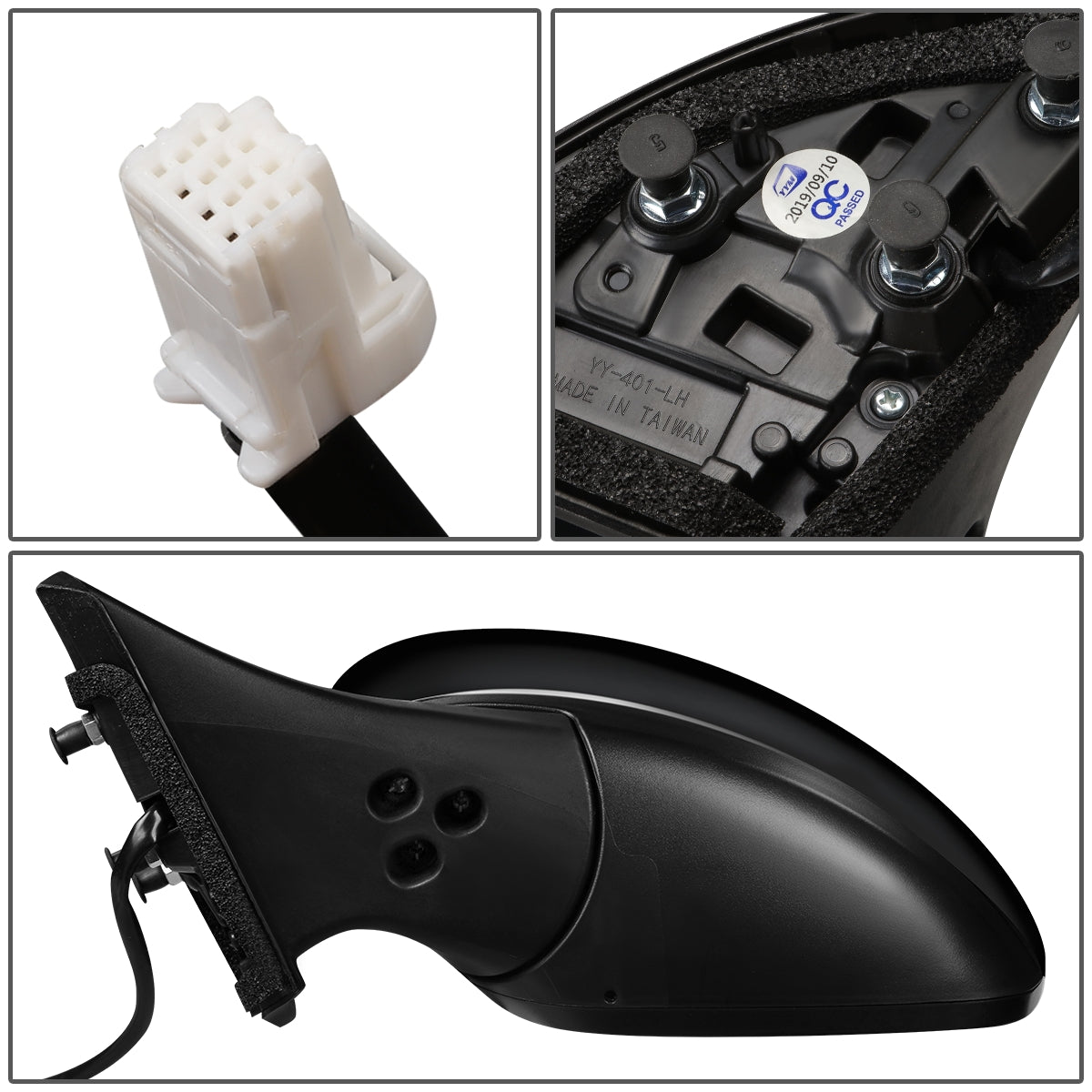 RETROVISOR MIRROR - OEM - 18-19 NISSAN LEAF - POWERED - HEATED - FOLDING - BLACK MATERIAL - LEFT