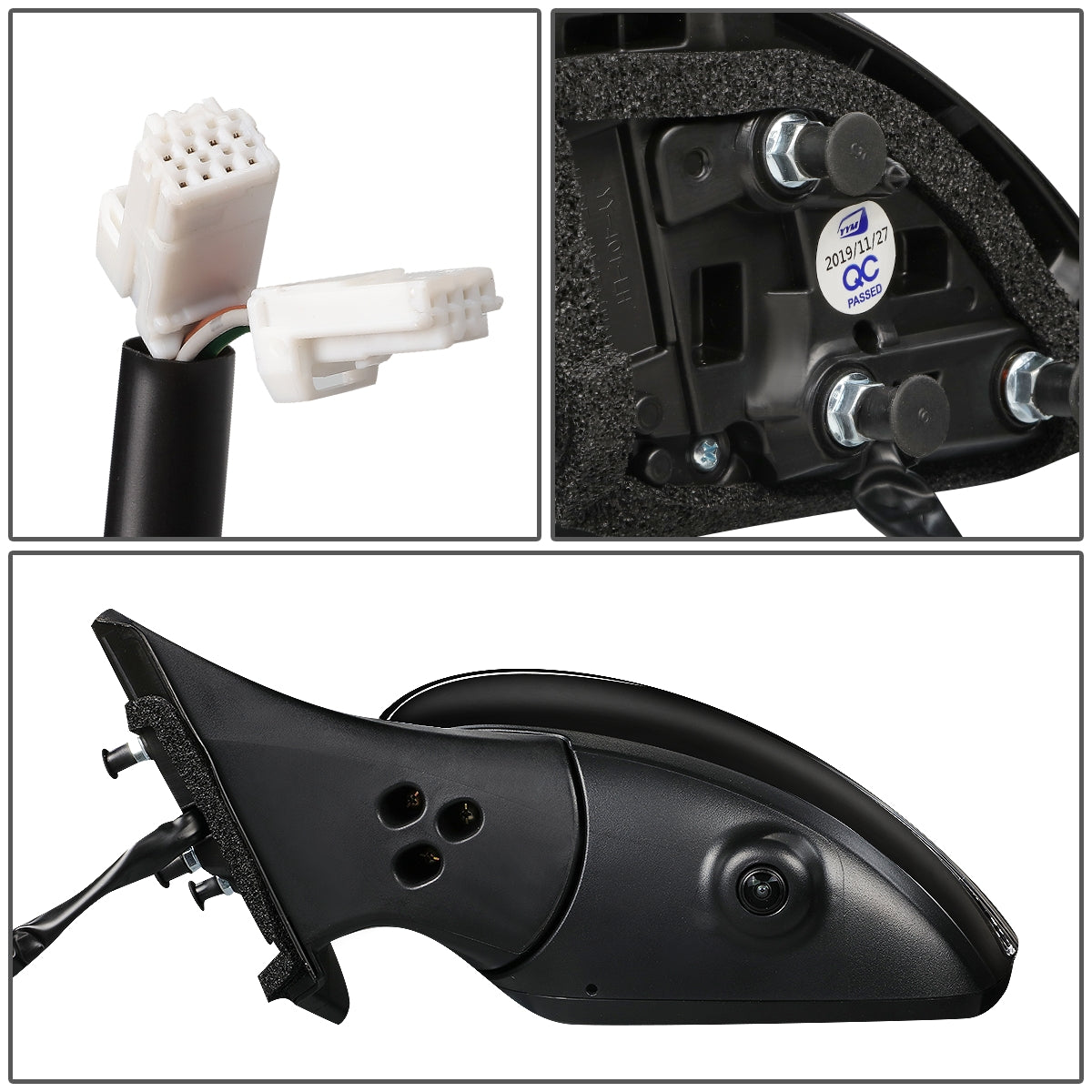 RETROVISOR MIRROR - OEM - 18-19 NISSAN LEAF - POWERED - HEATED - W/ SIGNAL LIGHT - W/ BSD - W/ CAMERA - FOLDING - BLACK MATERIAL - LEFT