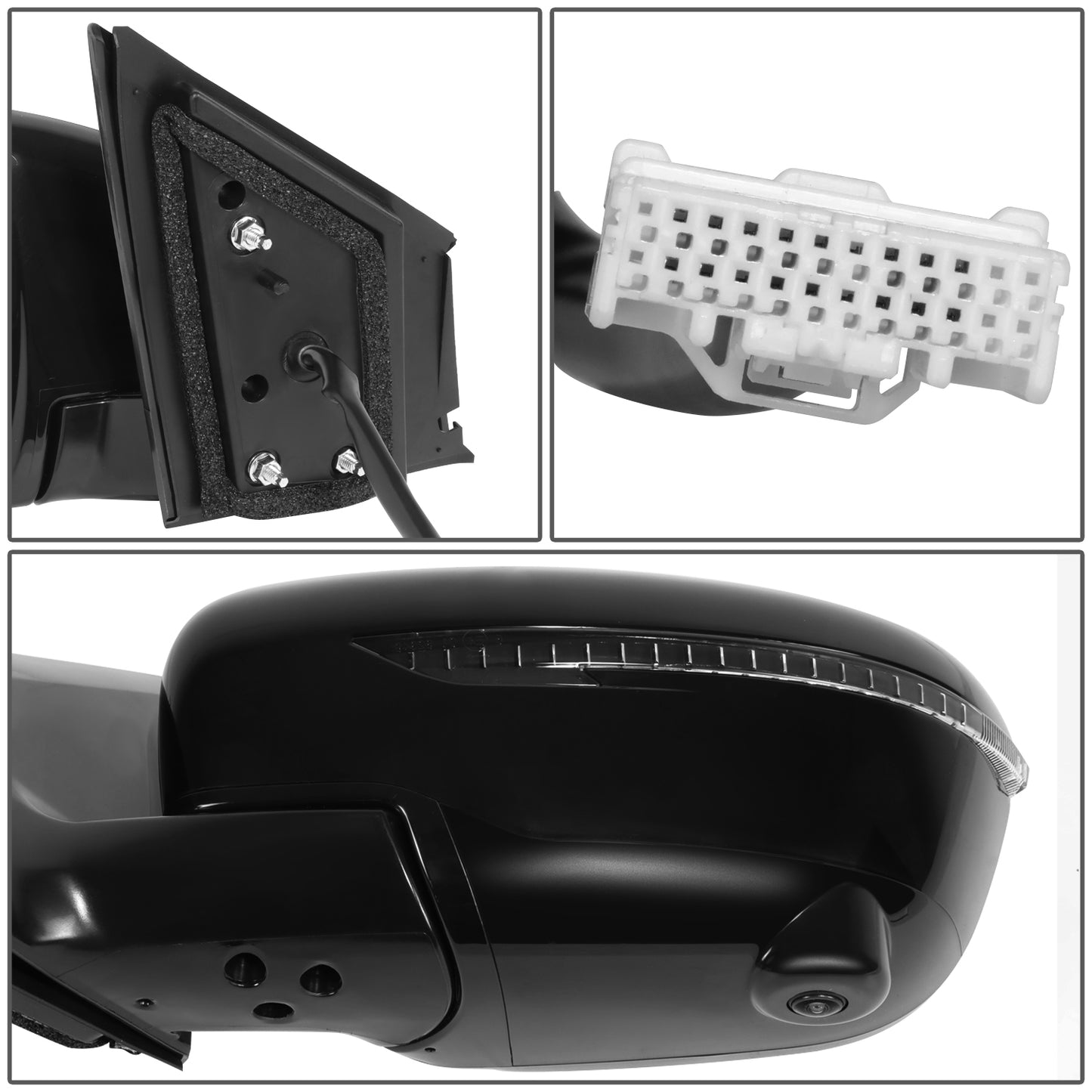 RETROVISOR MIRROR - OE STYLE - NISSAN MURANO 15-16 - WITH POWER WITH HEATED WITH CAMERA WITH SIGNAL WITH MEMORY - DRIVER SIDE - PAINT TO MATCH - BLACK