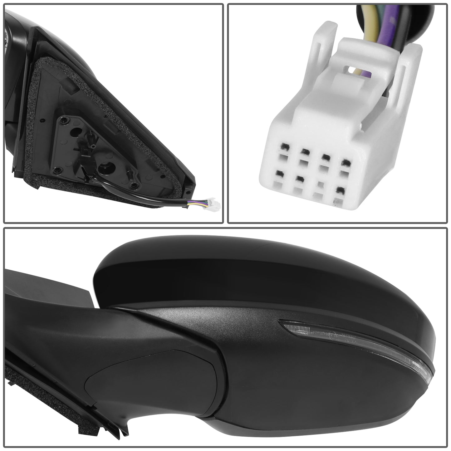 RETROVISOR MIRROR - OE STYLE - NISSAN SENTRA 20-21 - WITH POWER WITH HEATED WITH SIGNAL - DRIVER SIDE - PAINT TO MATCH - BLACK