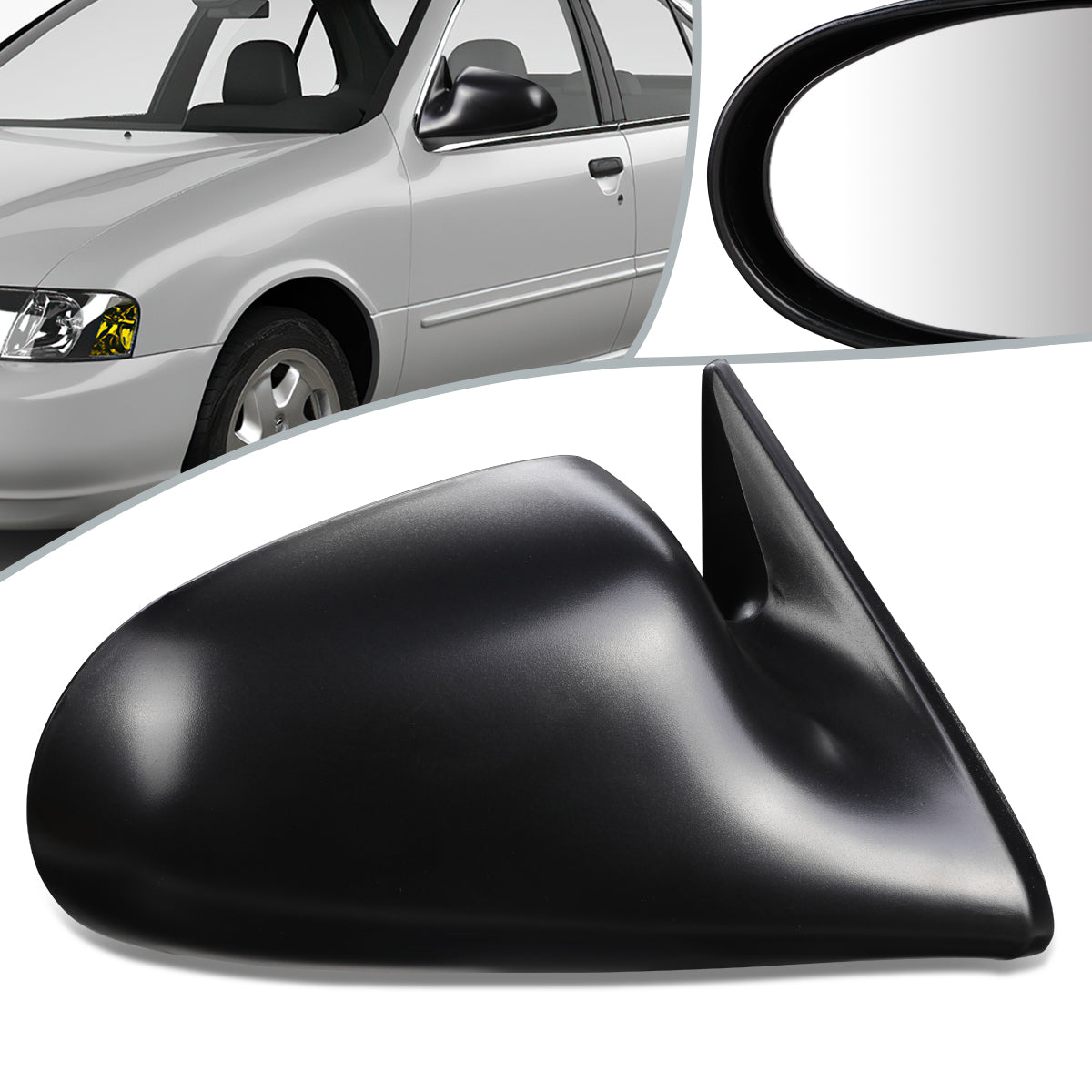 RETROVISOR MIRROR - OEM - 95-99 NISSAN SENTRA - POWERED - TEXTURED - BLACK - RIGHT