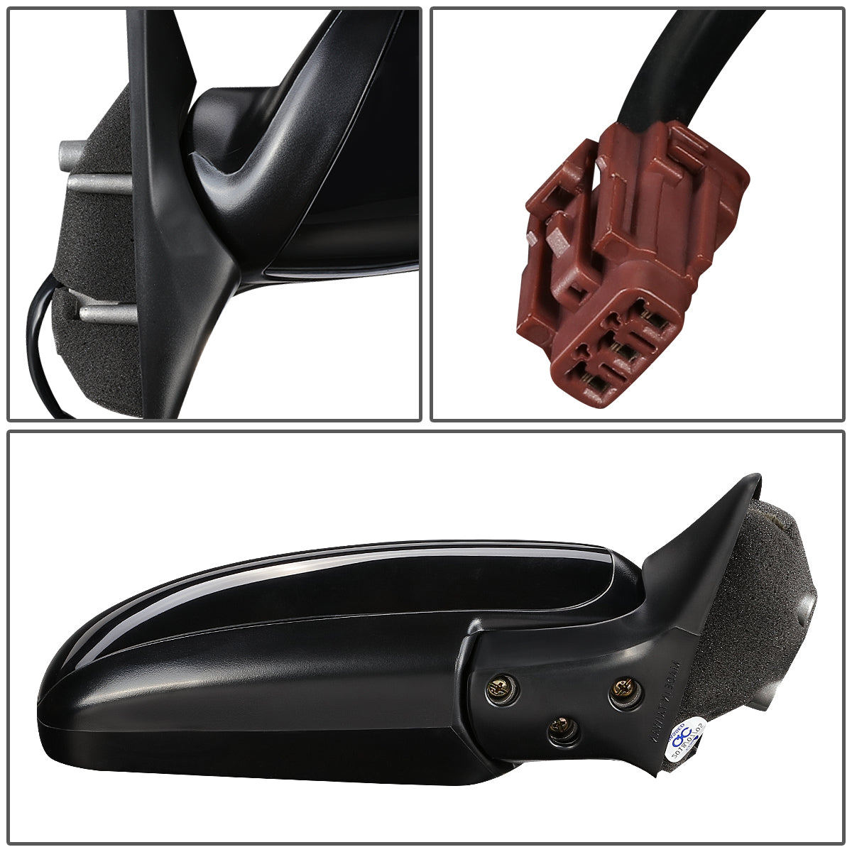 RETROVISOR MIRROR - OEM - 96-99 NISSAN MAXIMA / 96-99 INFINITI I30 - POWERED - TEXTURED - BLACK - RIGHT