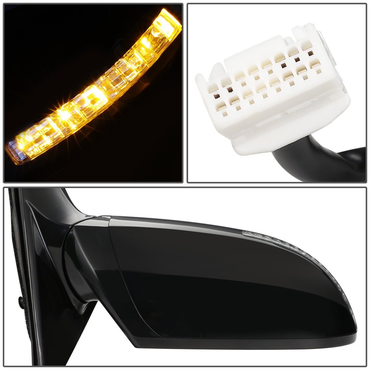 RETROVISOR MIRROR - OEM - 09-15 NISSAN MAXIMA - POWERED - W/ SIGNAL LIGHT - FOLDING - BLACK MATERIAL - RIGHT