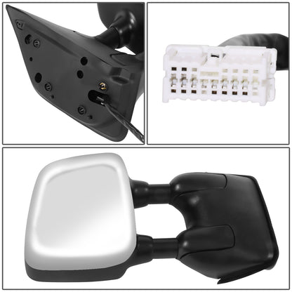 RETROVISOR MIRROR - OE STYLE - NISSAN TITAN 04-15 - WITH POWER WITH HEATED GLASS WITH MEMORY DUAL ARM CHROME COVER - PASSENGER SIDE - SMOOTH - BLACK / CHROME