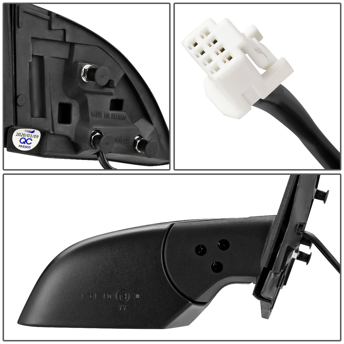 RETROVISOR MIRROR - OEM - 10-15 NISSAN LEAF - POWERED - HEATED - FOLDING - BLACK MATERIAL - RIGHT